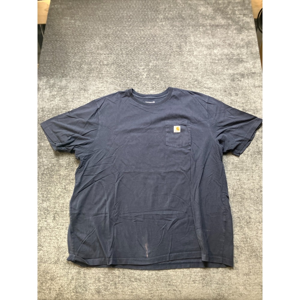 Carhartt T Shirt Mens 3XL Navy Pocket Loose Fit Workwear Short Sleeve Crew Neck